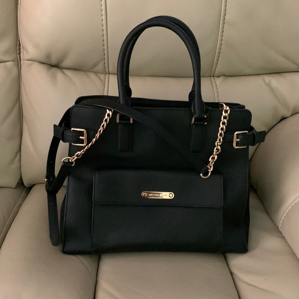 Michael Kors almost new black purse with gold accessory 12x13.5